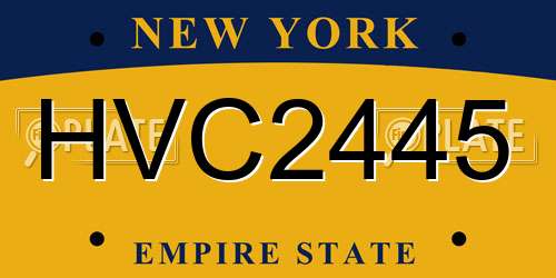 HVC2445 New York License Plate