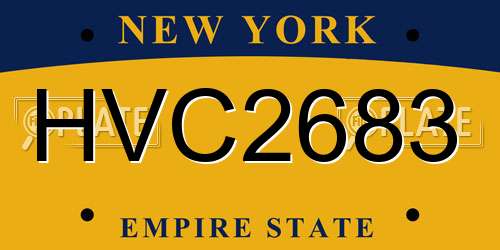 HVC2683 New York License Plate