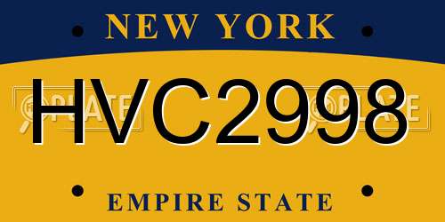 HVC2998 New York License Plate