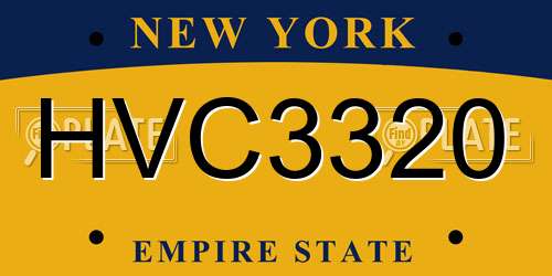 HVC3320 New York License Plate
