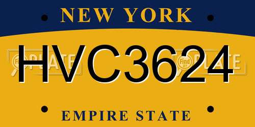HVC3624 New York License Plate
