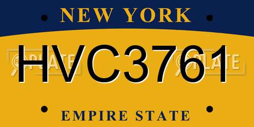 HVC3761 New York License Plate