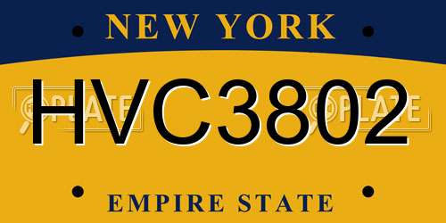 HVC3802 New York License Plate