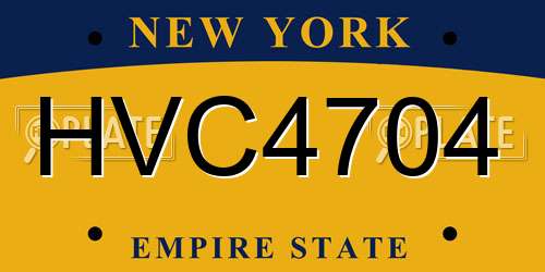 HVC4704 New York License Plate