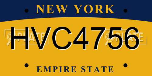 HVC4756 New York License Plate