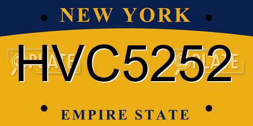 HVC5252 New York License Plate