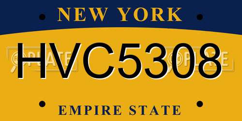 HVC5308 New York License Plate