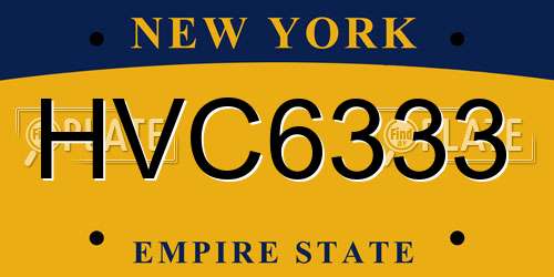 HVC6333 New York License Plate