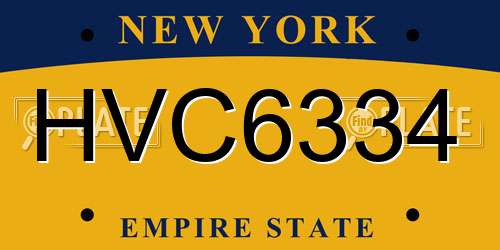 HVC6334 New York License Plate