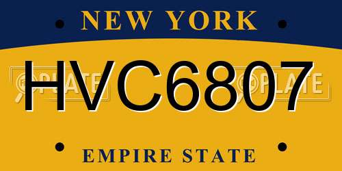 HVC6807 New York License Plate
