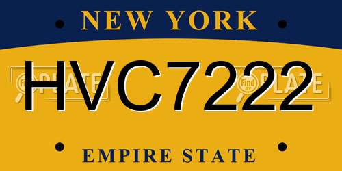 HVC7222 New York License Plate