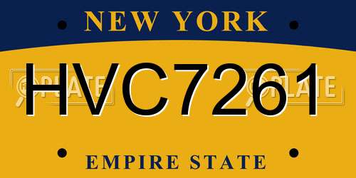 HVC7261 New York License Plate