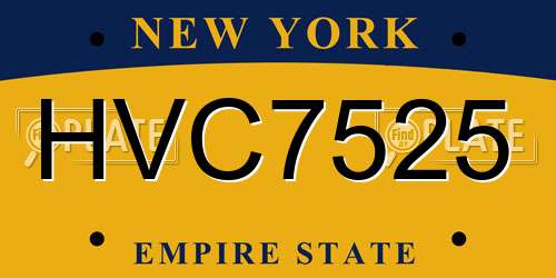HVC7525 New York License Plate