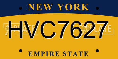 HVC7627 New York License Plate