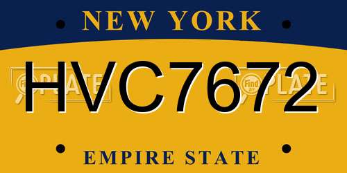 HVC7672 New York License Plate
