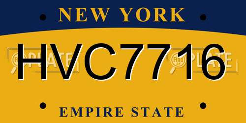 HVC7716 New York License Plate
