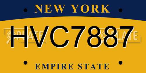 HVC7887 New York License Plate