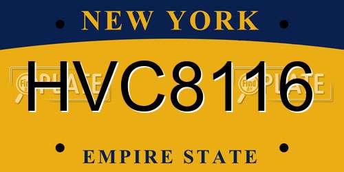 HVC8116 New York License Plate