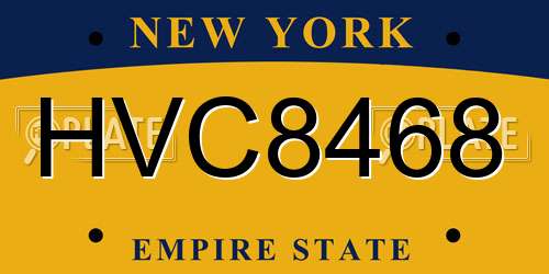 HVC8468 New York License Plate