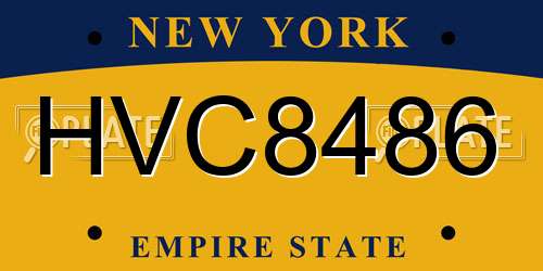 HVC8486 New York License Plate