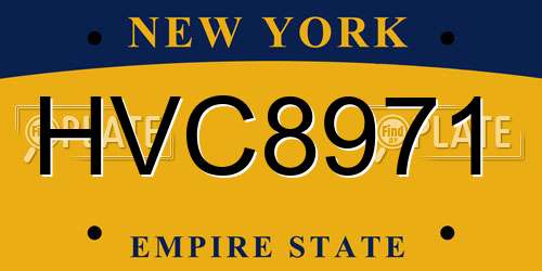 HVC8971 New York License Plate
