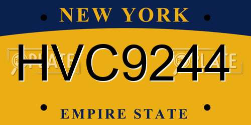 HVC9244 New York License Plate