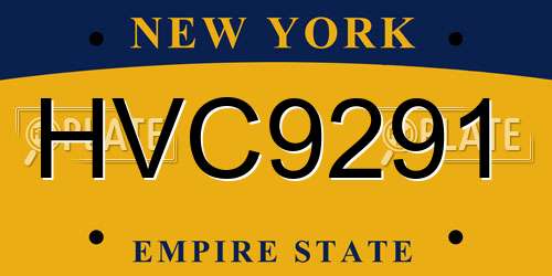 HVC9291 New York License Plate