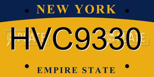 HVC9330 New York License Plate