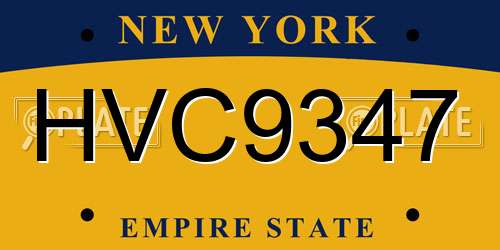 HVC9347 New York License Plate