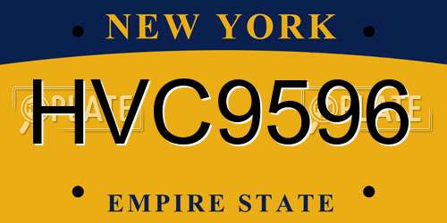 HVC9596 New York License Plate