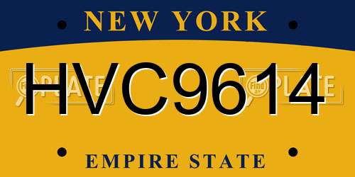HVC9614 New York License Plate