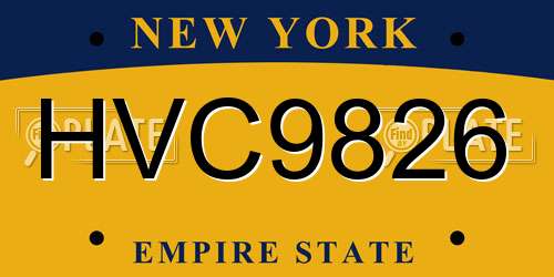 HVC9826 New York License Plate