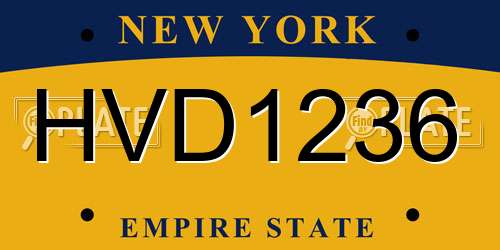 HVD1236 New York License Plate