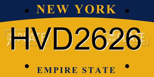 HVD2626 New York License Plate