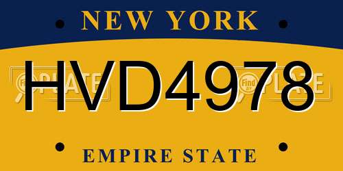 HVD4978 New York License Plate