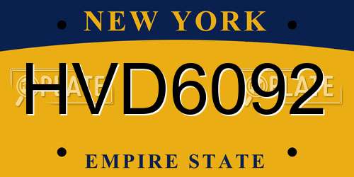 HVD6092 New York License Plate
