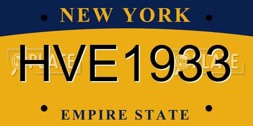 HVE1933 New York License Plate