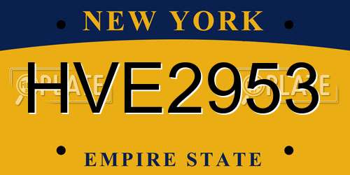 HVE2953 New York License Plate
