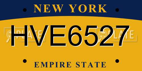HVE6527 New York License Plate
