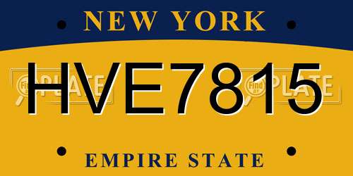 HVE7815 New York License Plate
