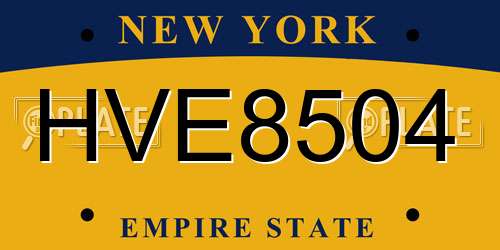 HVE8504 New York License Plate
