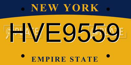 HVE9559 New York License Plate