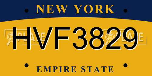 HVF3829 New York License Plate