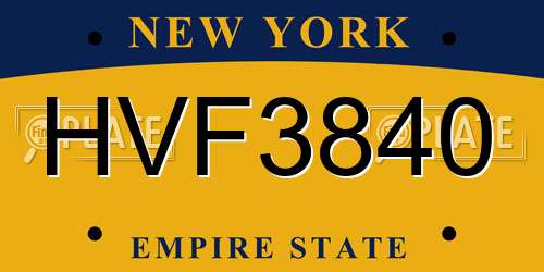 HVF3840 New York License Plate