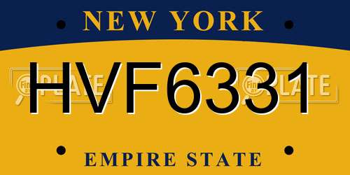 HVF6331 New York License Plate
