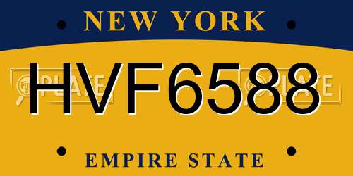 HVF6588 New York License Plate