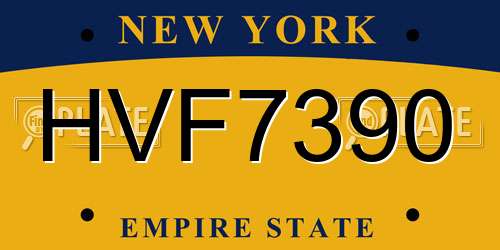 HVF7390 New York License Plate