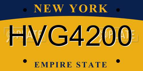HVG4200 New York License Plate