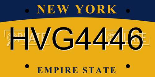 HVG4446 New York License Plate
