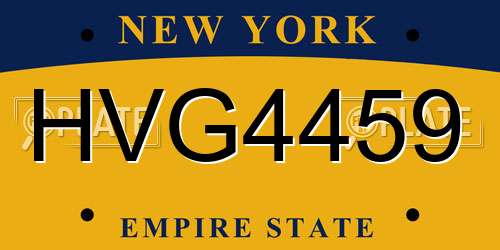 HVG4459 New York License Plate